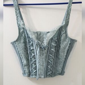 Lace-Up Corset Top in Light Green